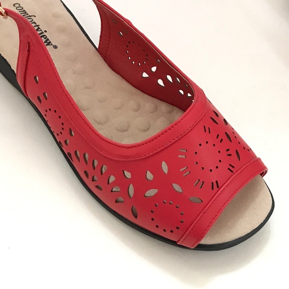 COMFORTVIEW Red Comfort Sandals Slingback Mary Women’s Size 9.5 WIDE WIDTH - Picture 3 of 16